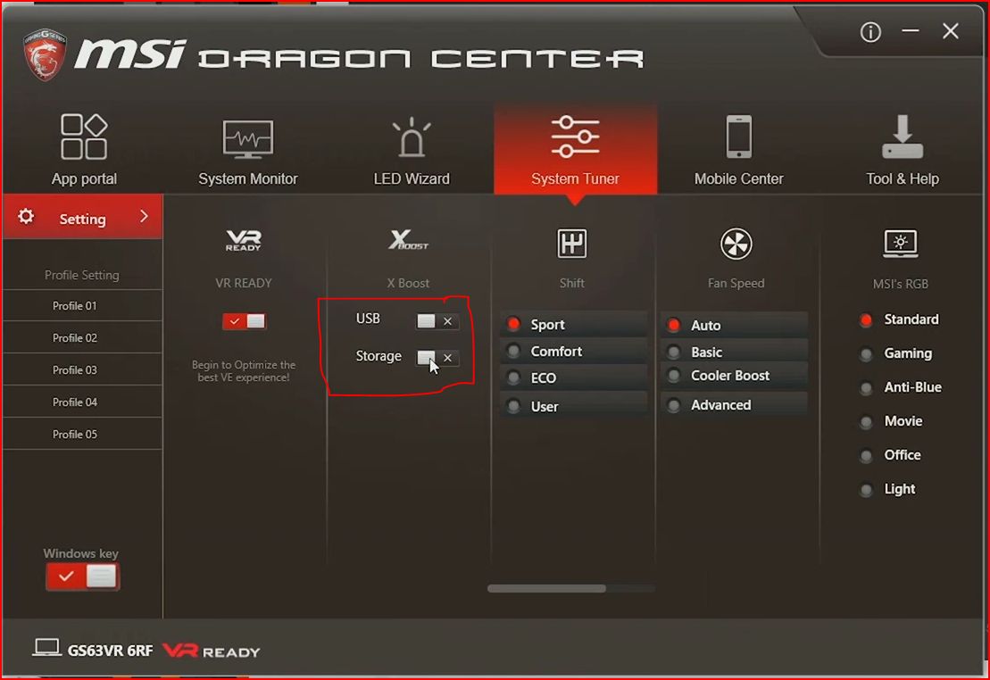 msi dragon center turn off both xboost options storage and usb.JPG